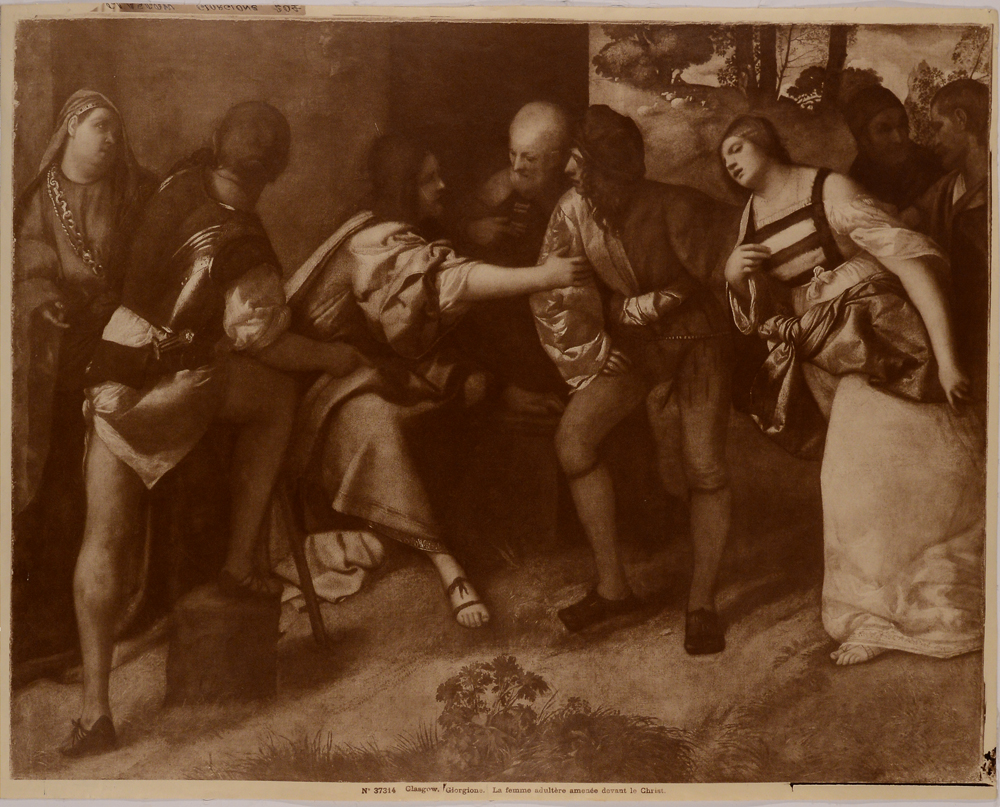 Barbarelli Giorgio (Giorgione), La femme adultere amenee devant le Christ
